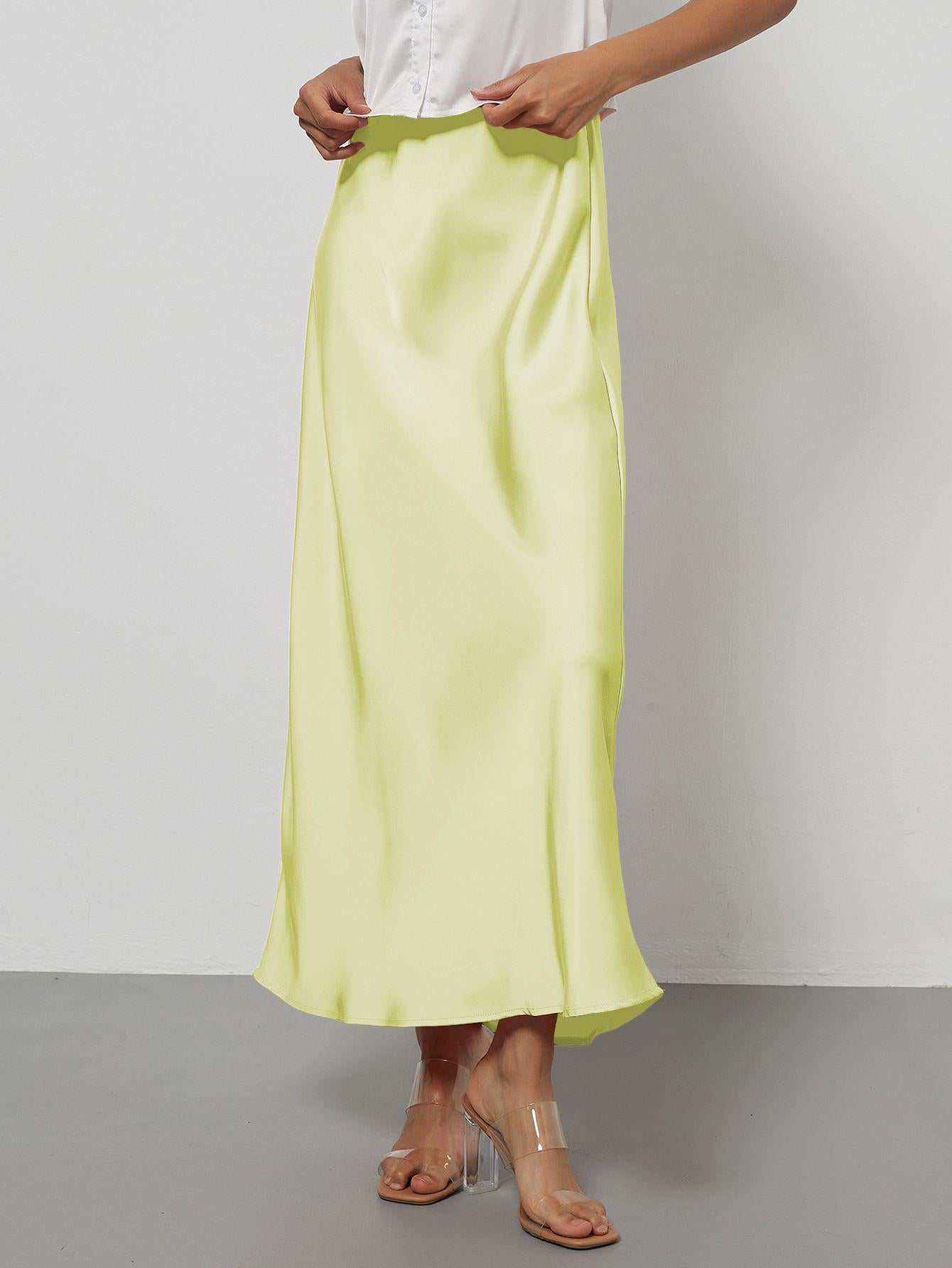 Falda Midi de Satén Elegante | Corte Sirena Estilizador | 40 Colores | Tallas XS-L