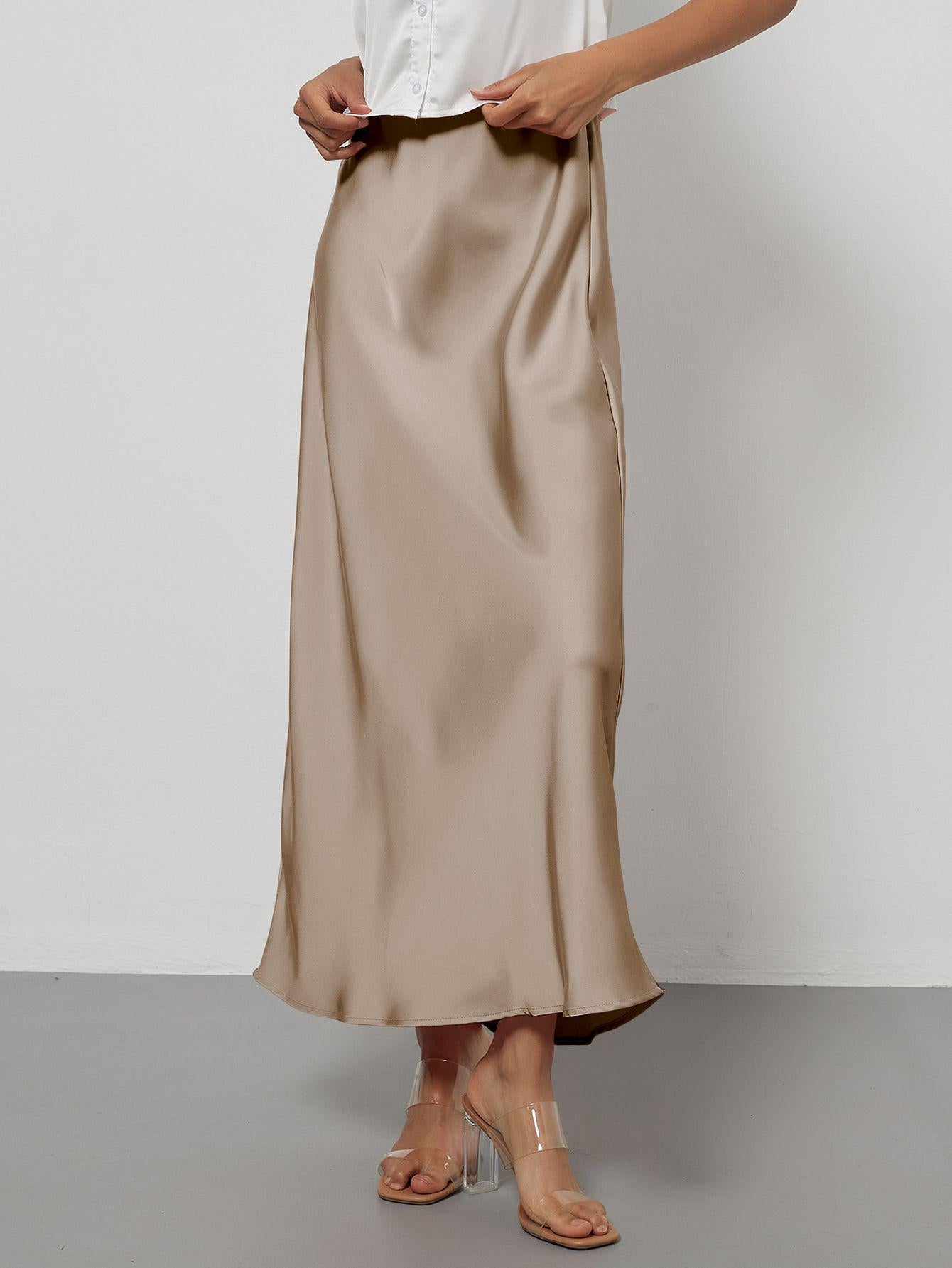 Falda Midi de Satén Elegante | Corte Sirena Estilizador | 40 Colores | Tallas XS-L