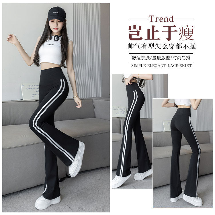 Pantalón Campana Mujer Talla Grande | Cintura Alta | Tejido Shark Skin | Franja Lateral | M-4XL