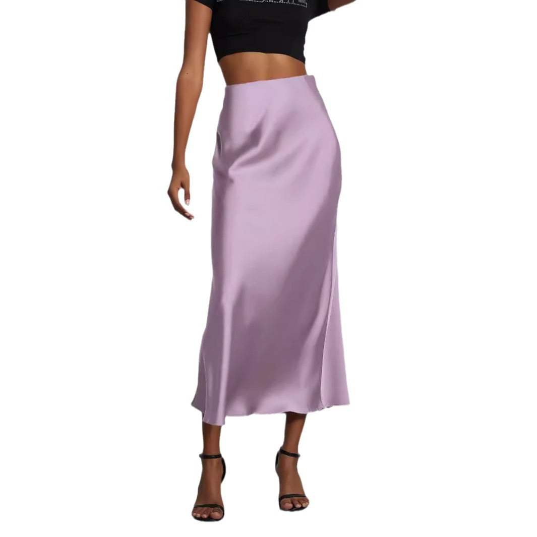 Falda Midi de Satén Elegante | Corte Sirena Estilizador | 40 Colores | Tallas XS-L