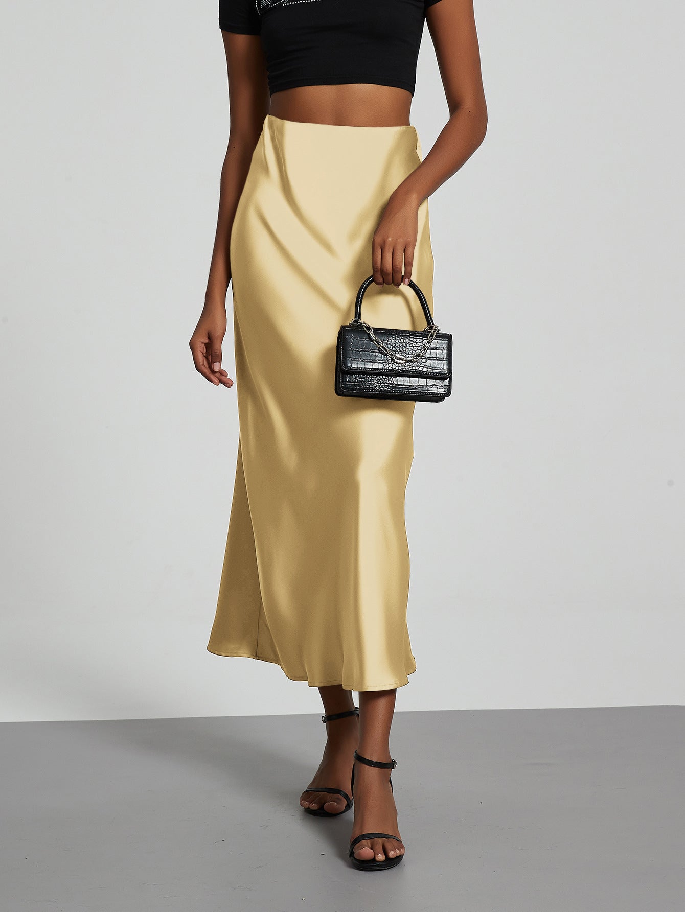 Falda Midi de Satén Elegante | Corte Sirena Estilizador | 40 Colores | Tallas XS-L