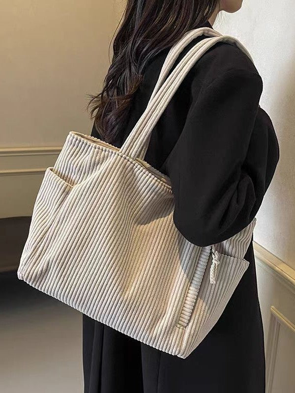 Bolso Tote Mujer de Pana | Gran Capacidad | Cierre Cremallera | Casual | Otoño Invierno