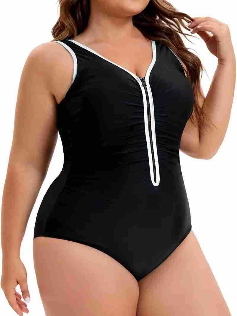 Bañador de Una Pieza para Mujer — Tallas Grandes con Efecto Reductor