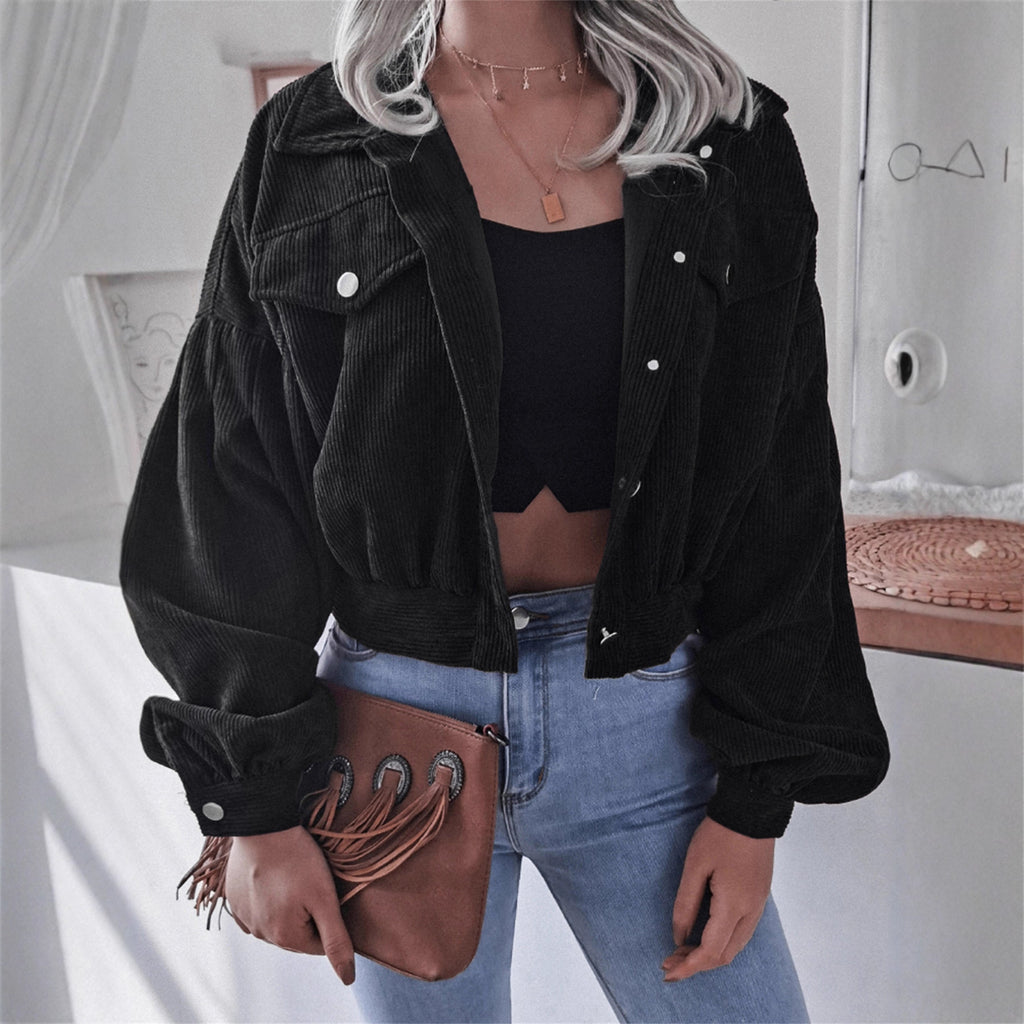 Chaqueta Corta Mujer de Pana | Manga Farol | Estilo Boyfriend | Casual Street | Tallas S-XL