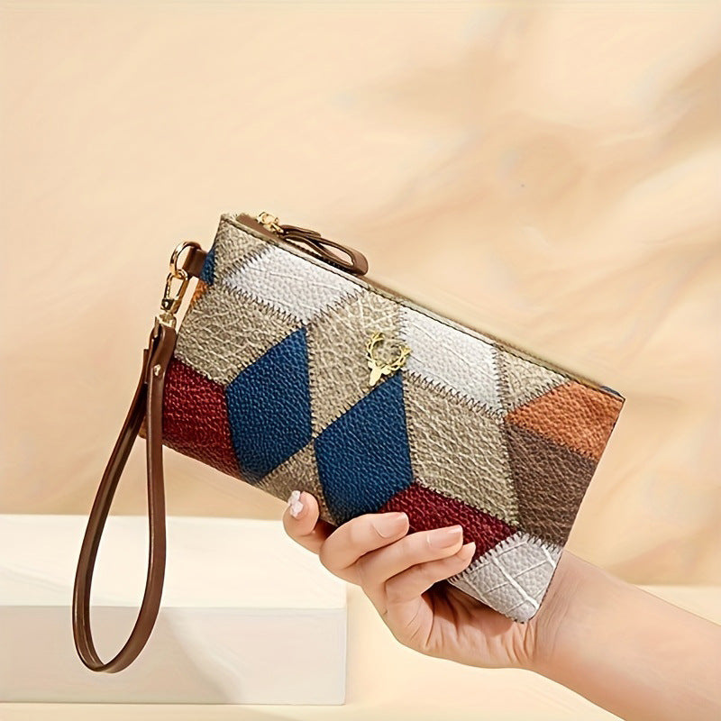Bolso Cuadrado Retro Bicolor para Mujer — Cartera Pequeña con Cremallera | Moda 2026