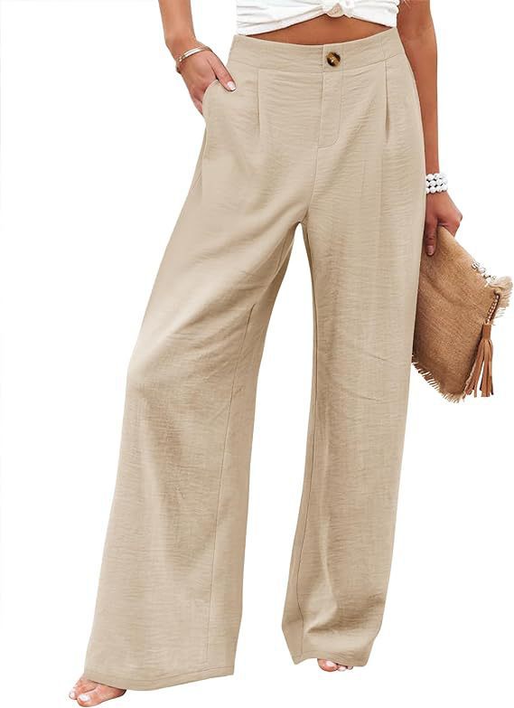 Pantalones Mujer Tiro Alto | Wide Leg | Cintura Elástica | Casual | Tallas S-2XL