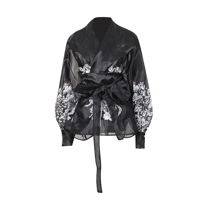 Blusa Elegante Estampada Estilo Francés — Manga Farol Verano 2026