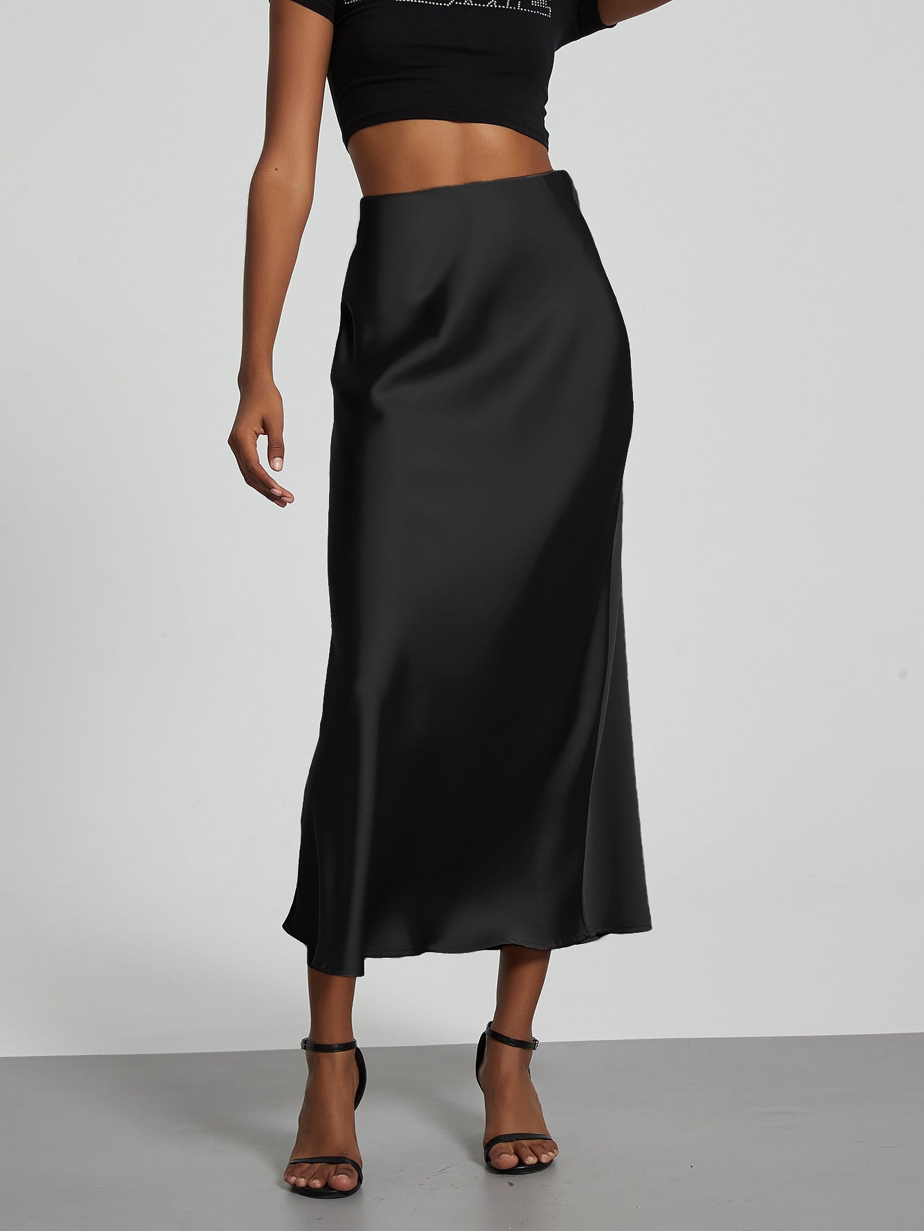 Falda Midi de Satén Elegante | Corte Sirena Estilizador | 40 Colores | Tallas XS-L