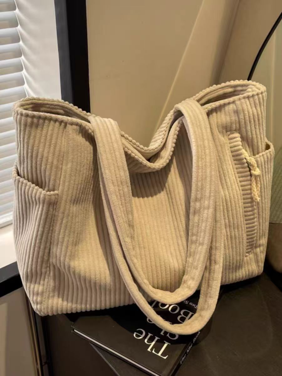 Bolso Tote Mujer de Pana | Gran Capacidad | Cierre Cremallera | Casual | Otoño Invierno