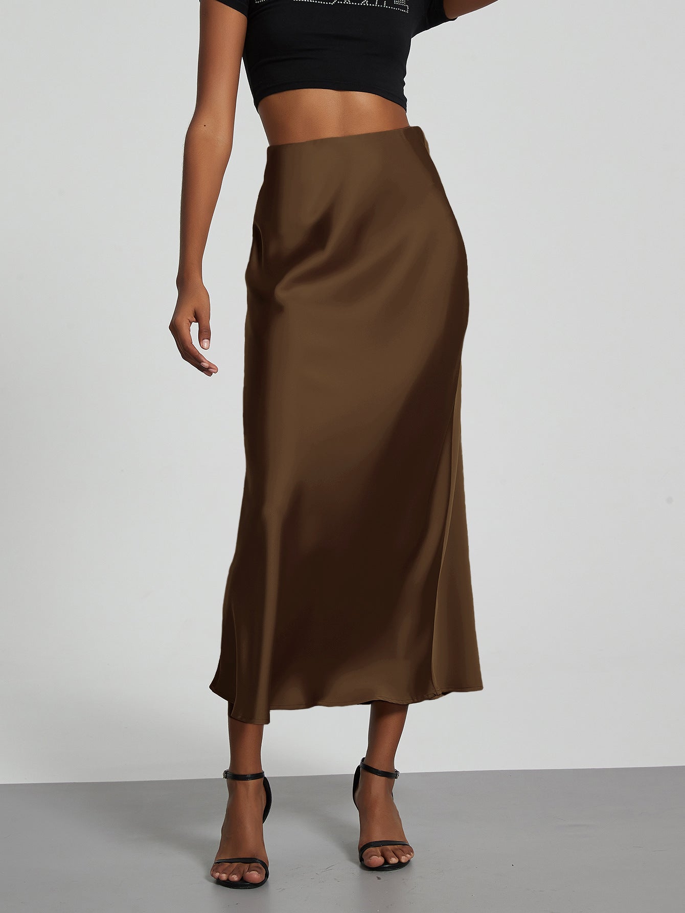 Falda Midi de Satén Elegante | Corte Sirena Estilizador | 40 Colores | Tallas XS-L