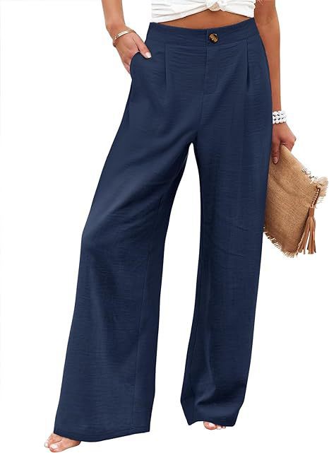 Pantalones Mujer Tiro Alto | Wide Leg | Cintura Elástica | Casual | Tallas S-2XL