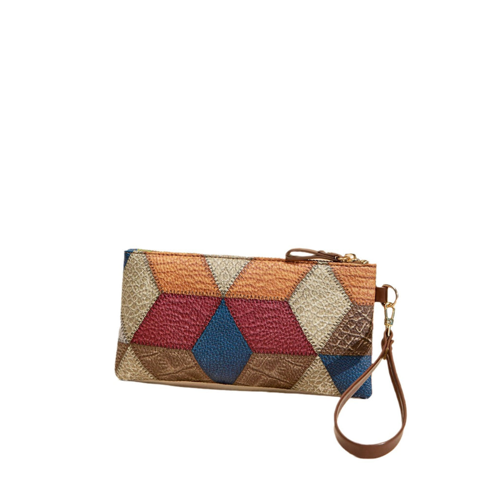 Bolso Cuadrado Retro Bicolor para Mujer — Cartera Pequeña con Cremallera | Moda 2026