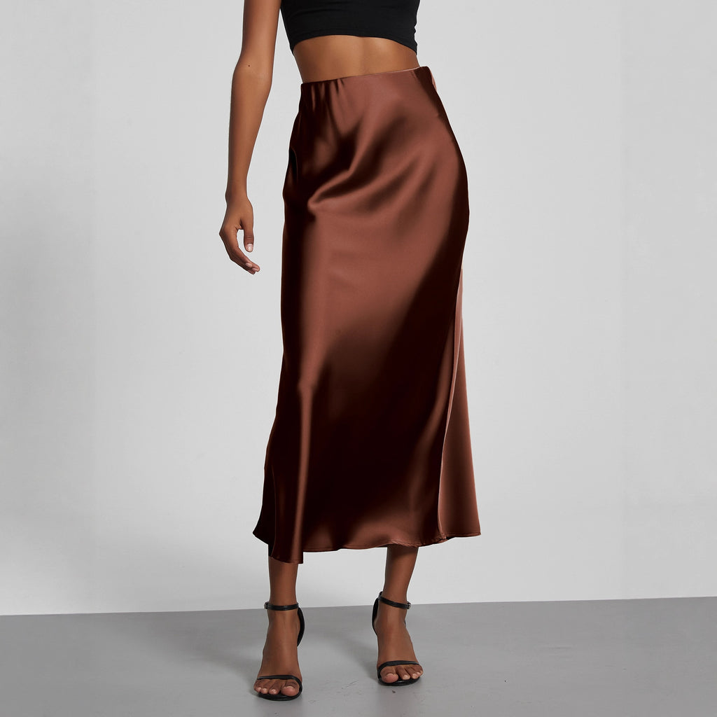 Falda Midi de Satén Elegante | Corte Sirena Estilizador | 40 Colores | Tallas XS-L