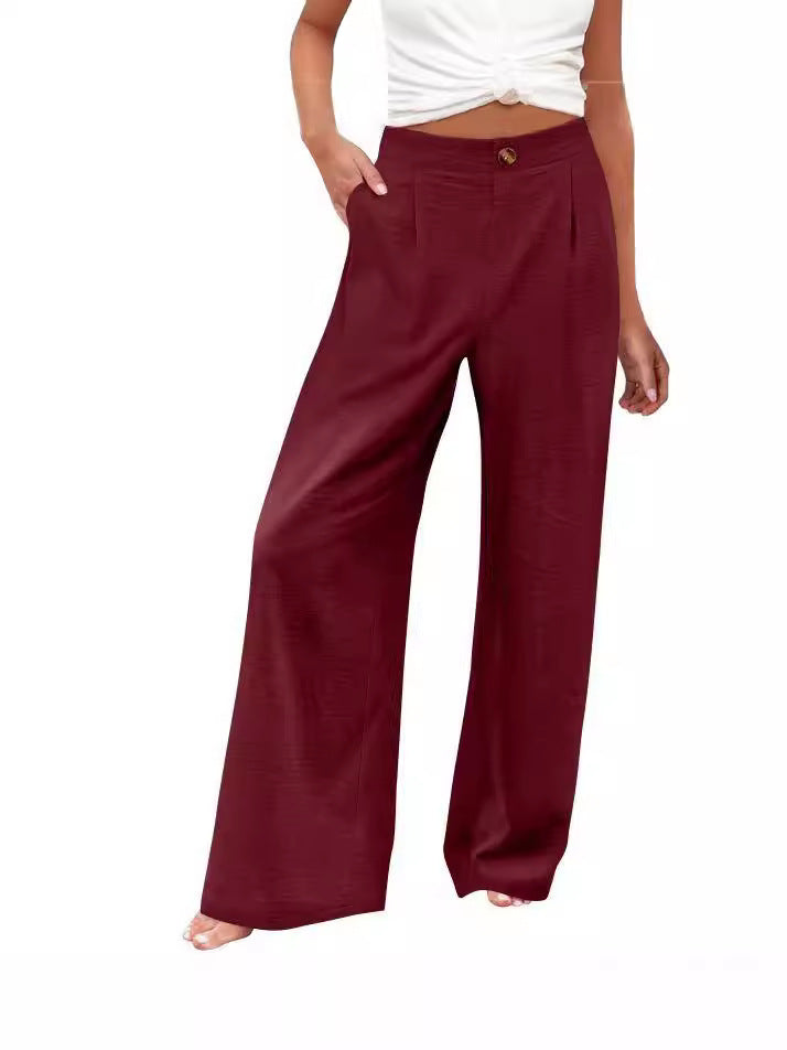 Pantalones Mujer Tiro Alto | Wide Leg | Cintura Elástica | Casual | Tallas S-2XL