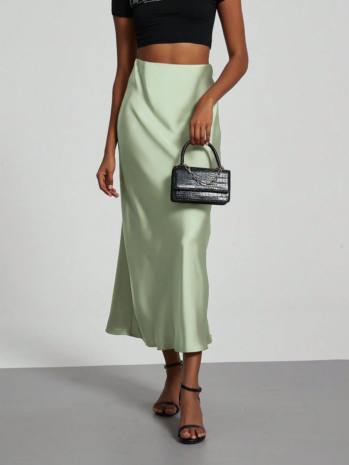 Falda Midi de Satén Elegante | Corte Sirena Estilizador | 40 Colores | Tallas XS-L