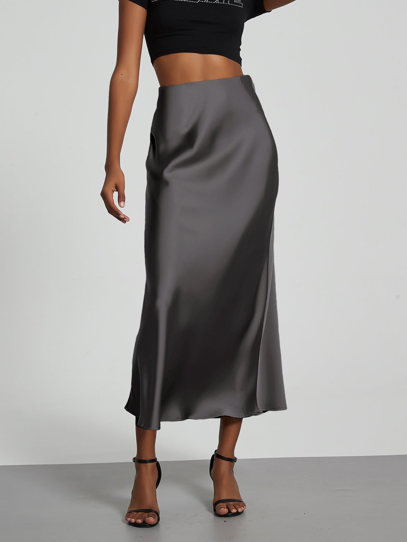 Falda Midi de Satén Elegante | Corte Sirena Estilizador | 40 Colores | Tallas XS-L