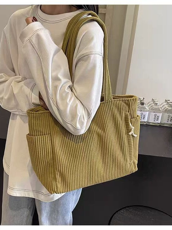 Bolso Tote Mujer de Pana | Gran Capacidad | Cierre Cremallera | Casual | Otoño Invierno