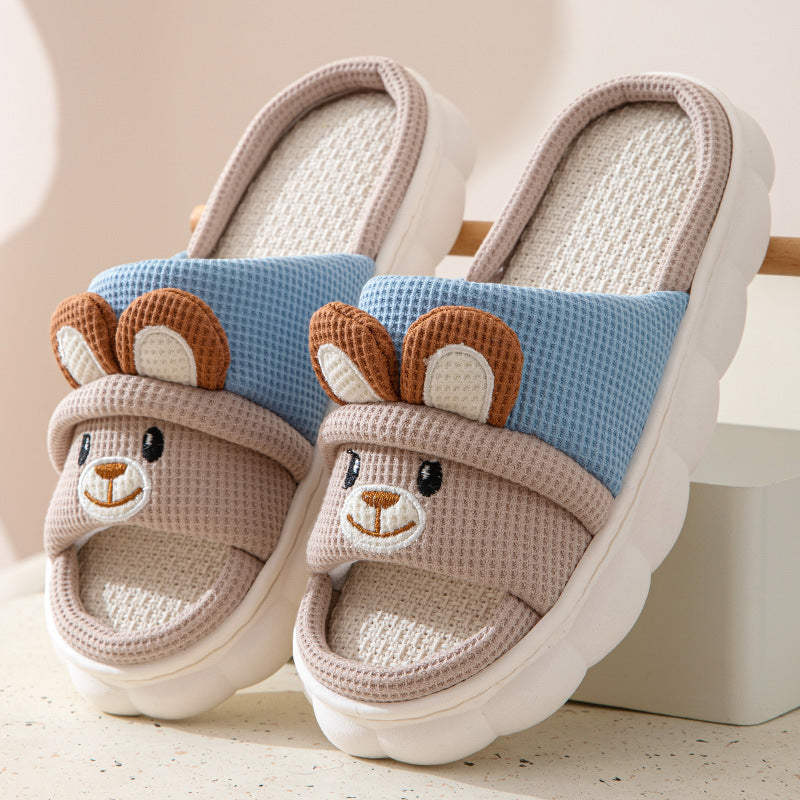 Zapatillas de Casa con Diseño de Conejo | Familia | Lino | 4 Estaciones
