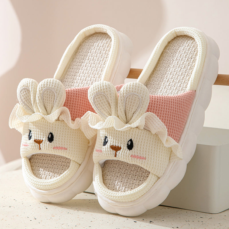 Zapatillas de Casa con Diseño de Conejo | Familia | Lino | 4 Estaciones