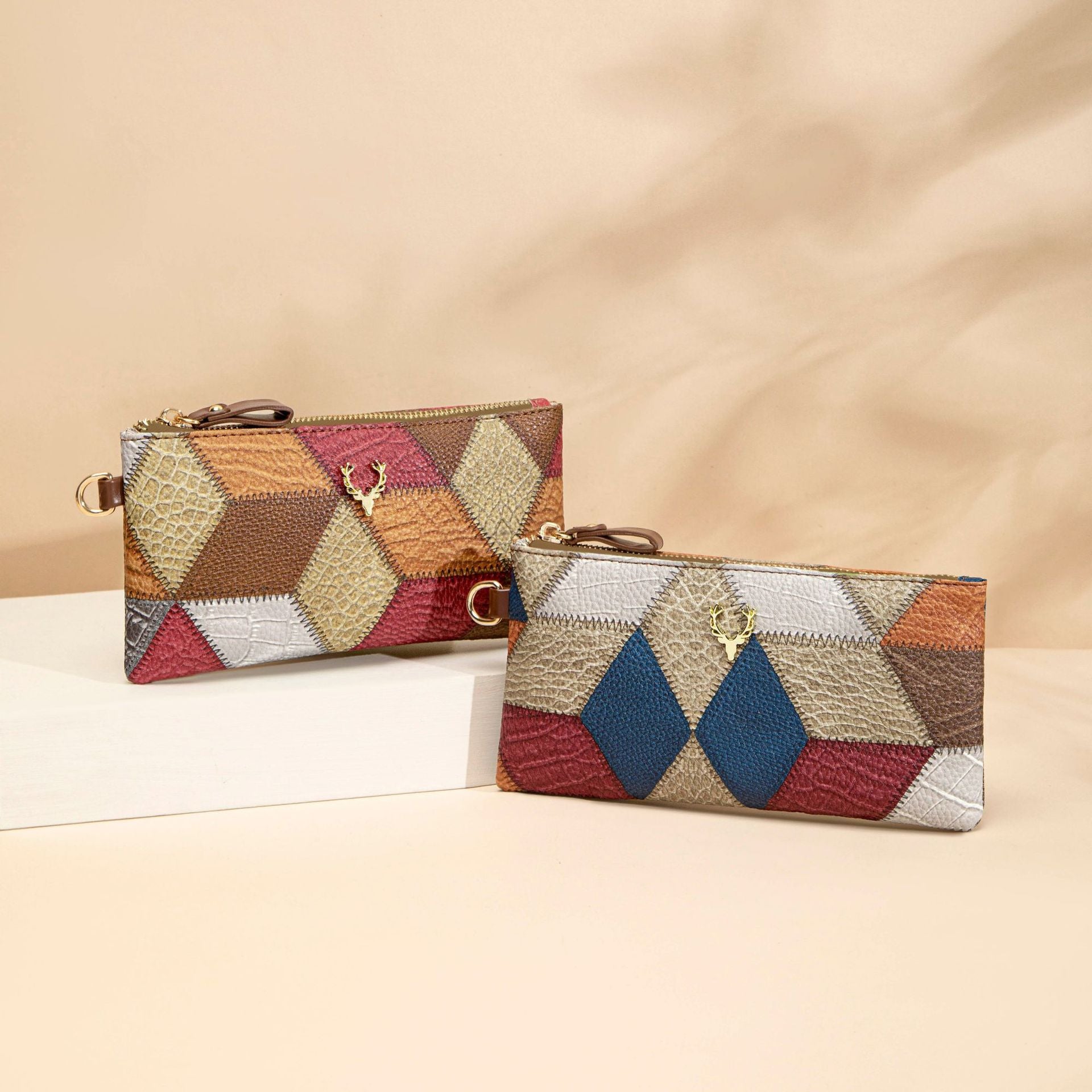 Bolso Cuadrado Retro Bicolor para Mujer — Cartera Pequeña con Cremallera | Moda 2026