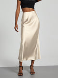 Falda Midi de Satén Elegante | Corte Sirena Estilizador | 40 Colores | Tallas XS-L
