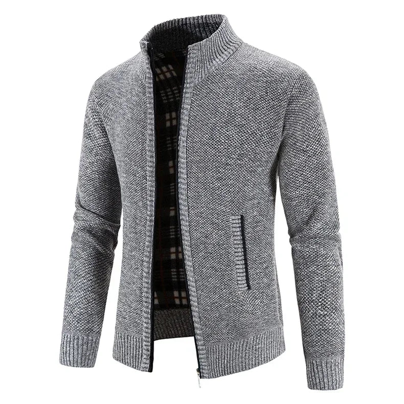 Chaqueta de Punto para Hombre – Forro Fleece, Cremallera Completa, Estilo Smart Casual | Tallas M-4XL
