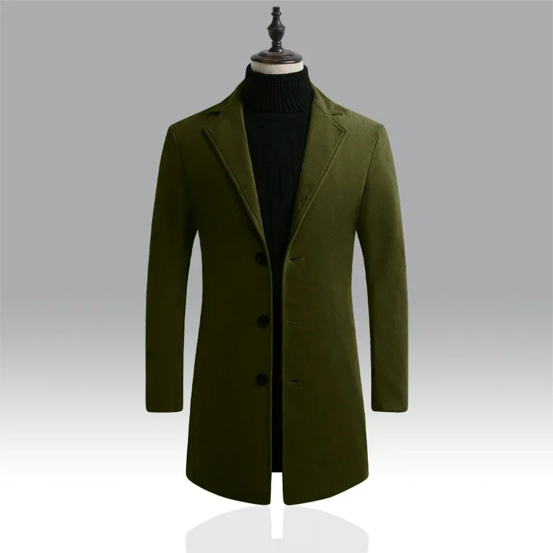 Men's Long Cotton Coat — Spring & Autumn