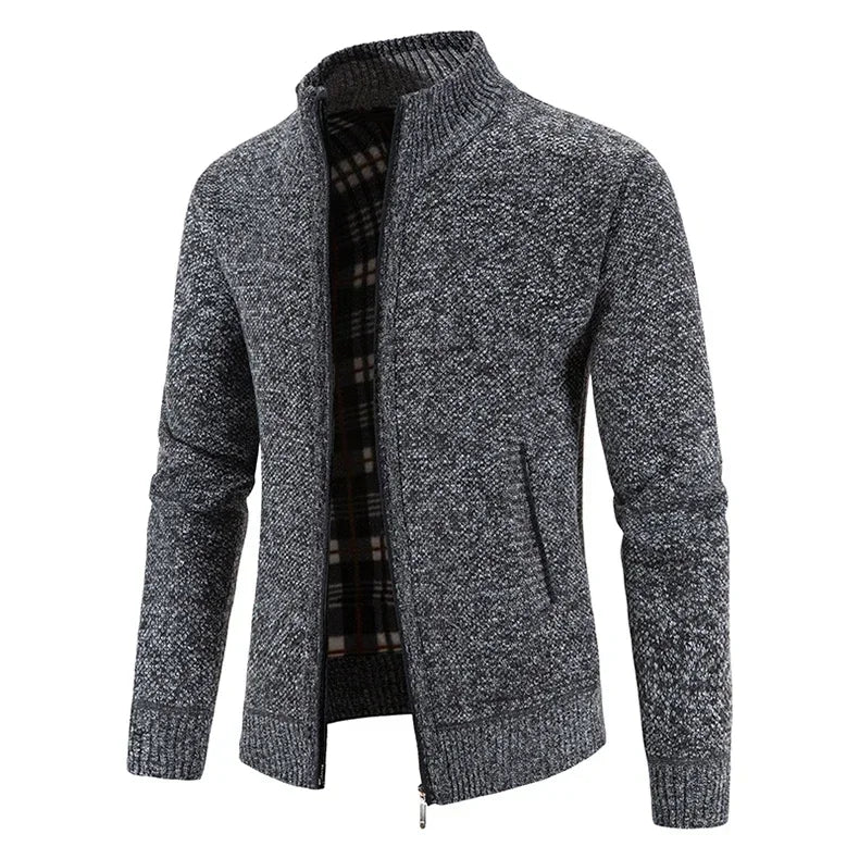 Chaqueta de Punto para Hombre – Forro Fleece, Cremallera Completa, Estilo Smart Casual | Tallas M-4XL