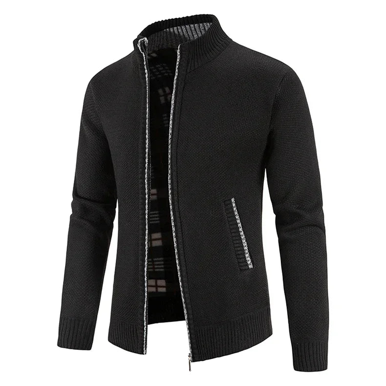 Chaqueta de Punto para Hombre – Forro Fleece, Cremallera Completa, Estilo Smart Casual | Tallas M-4XL