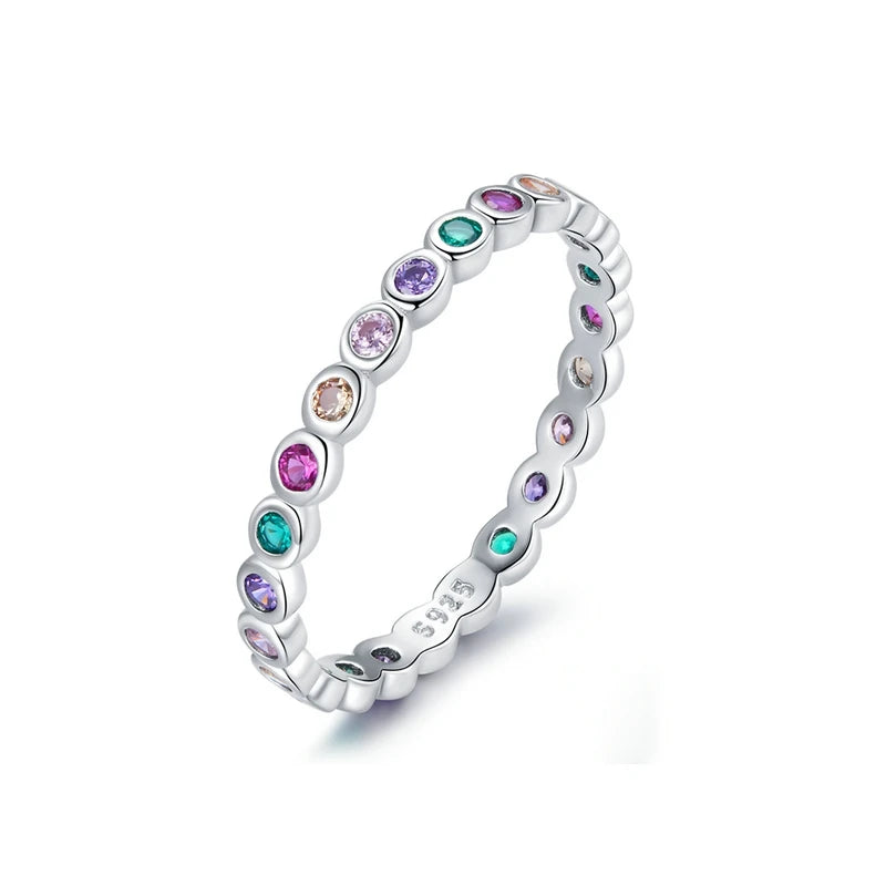 Anillos Delicados de Plata de Ley 925 con Zircón para Mujer — Varios Colores y Tallas