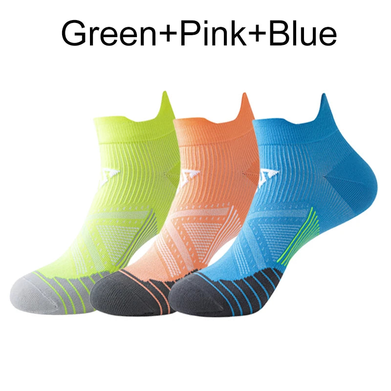 Pack 3 Pares Calcetines Running Marathon | Tobilleros Acolchados | Malla Transpirable | Unisex