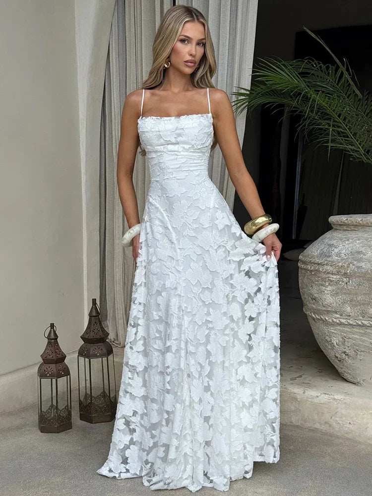 Vestido Largo de Noche con Espalda Descubierta y Tirantes Finos | Mujer | 3 Colores