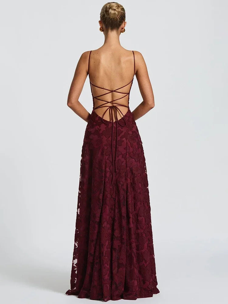 Vestido Largo de Noche con Espalda Descubierta y Tirantes Finos | Mujer | 3 Colores
