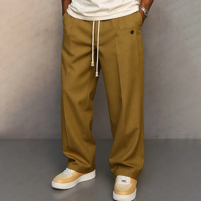 Pantalón Casual Hombre Estilo Urbano | Corte Recto con Botón y Cordón