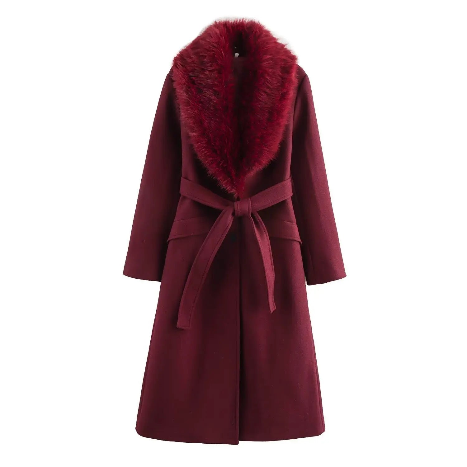Abrigo Largo Estilo Tweed para Mujer – Cuello Vuelto, Lazada, Otoño-Invierno | Tallas XS-L