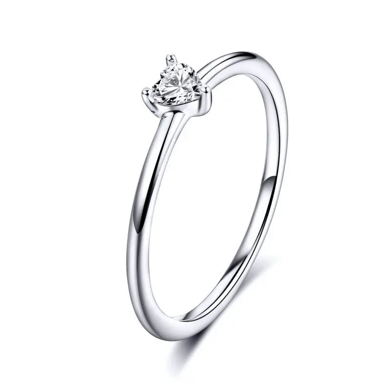 Anillos Delicados de Plata de Ley 925 con Zircón para Mujer — Varios Colores y Tallas