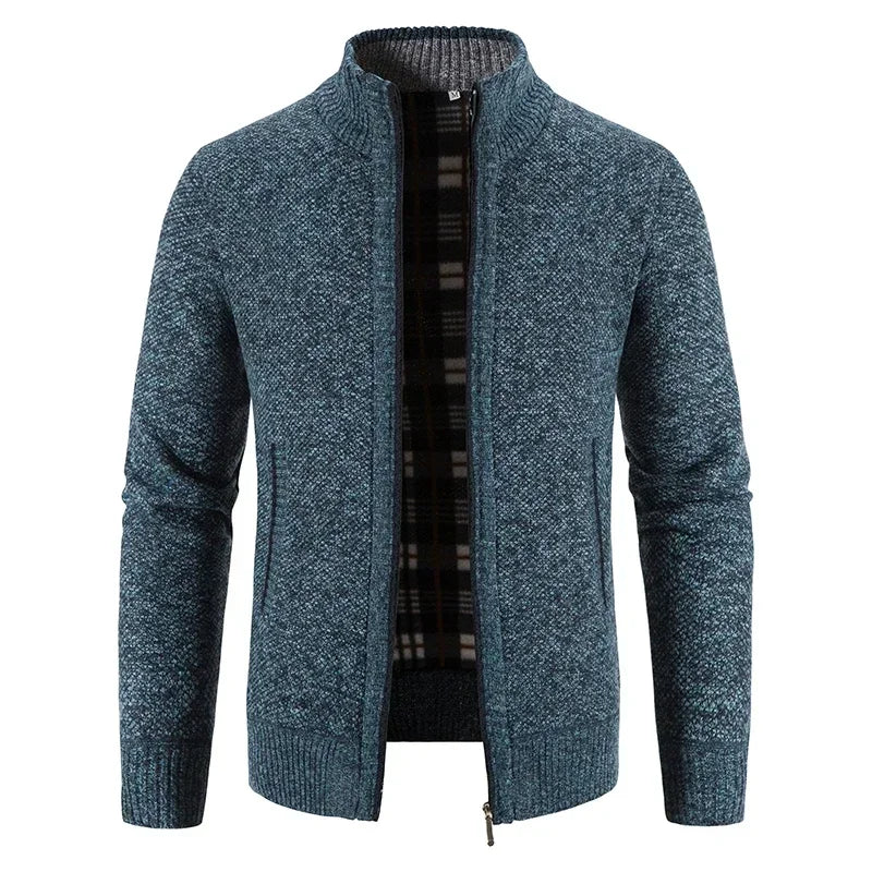 Chaqueta de Punto para Hombre – Forro Fleece, Cremallera Completa, Estilo Smart Casual | Tallas M-4XL