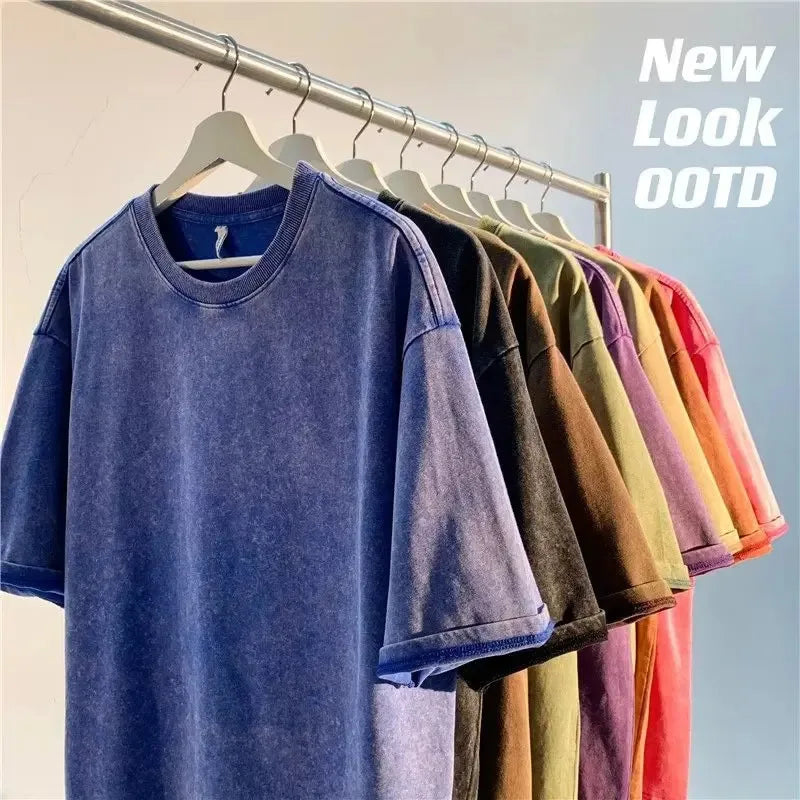 Camiseta Retro Heavyweight Oversize Unisex | Efecto Lavado | Estilo Americano Vintage | S-XXL