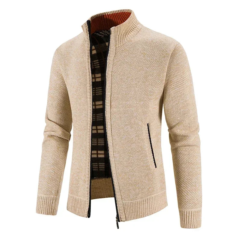 Chaqueta de Punto para Hombre – Forro Fleece, Cremallera Completa, Estilo Smart Casual | Tallas M-4XL