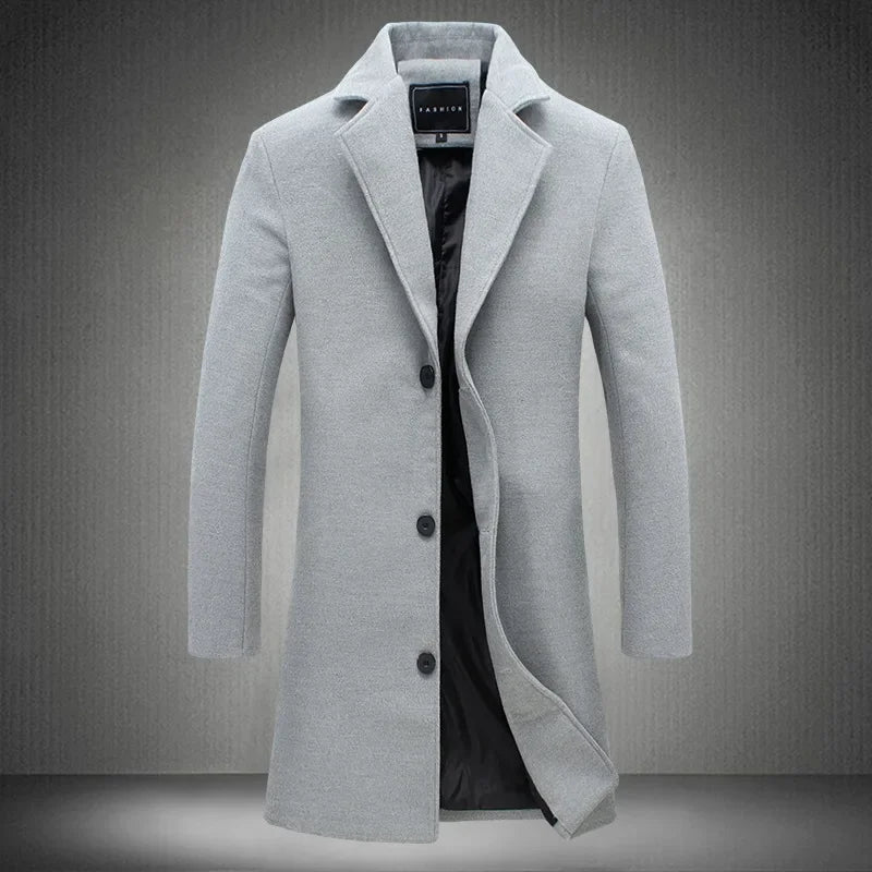 Men's Long Cotton Coat — Spring & Autumn