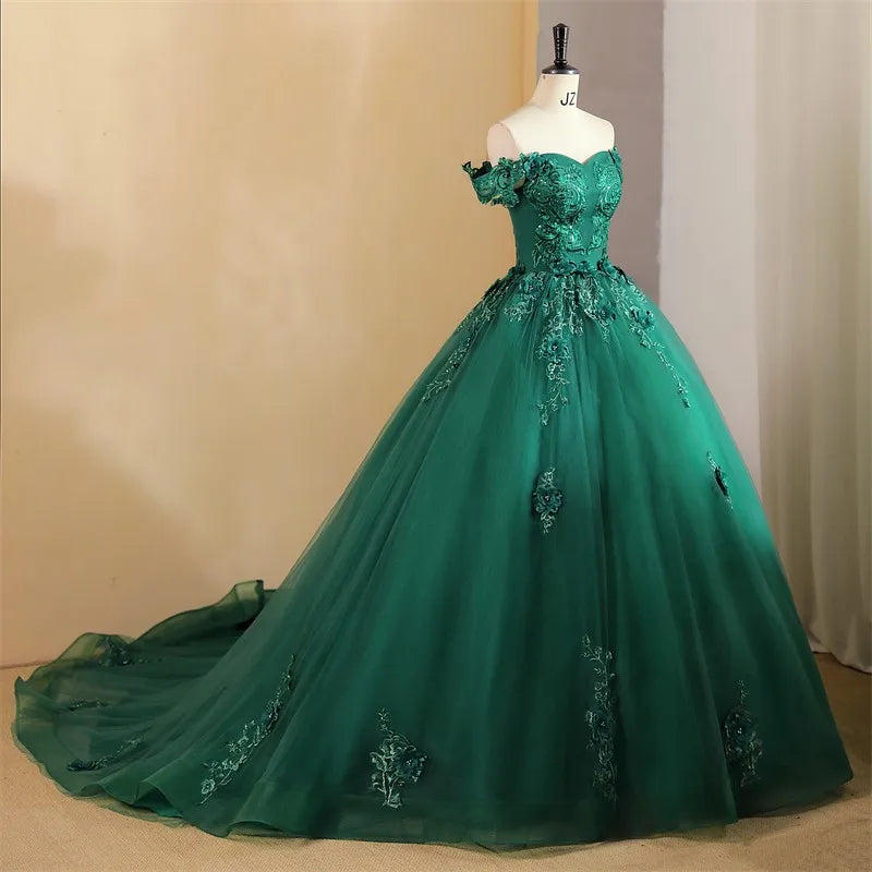 Vestido de Quinceañera Ball Gown con Flores 3D | Fiesta y Graduación