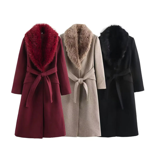 Abrigo Largo Estilo Tweed para Mujer – Cuello Vuelto, Lazada, Otoño-Invierno | Tallas XS-L