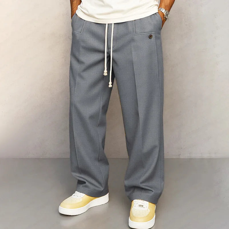 Pantalón Casual Hombre Estilo Urbano | Corte Recto con Botón y Cordón