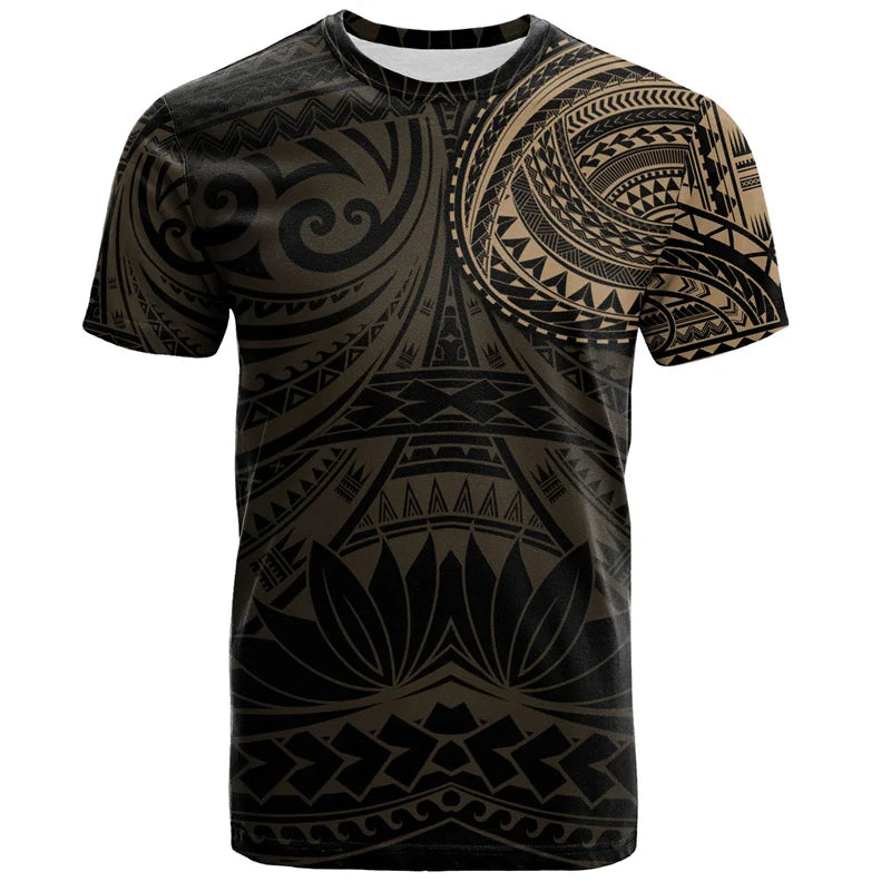 Camiseta Hawaiana 3D Hombre — Estampado Polinesio Manga Corta | Streetwear Verano 2026