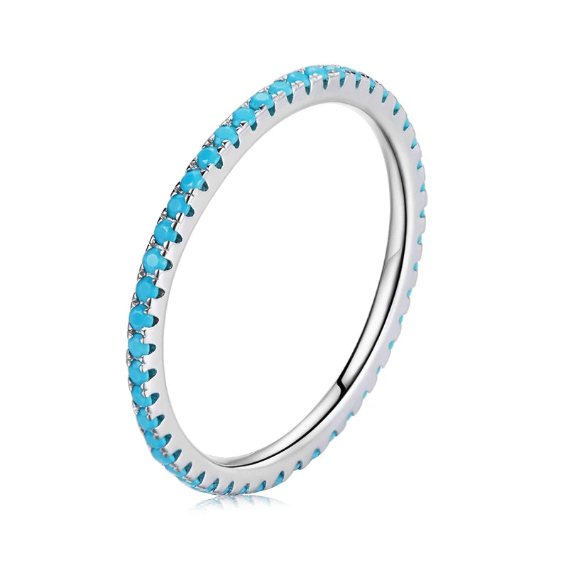 Anillos Delicados de Plata de Ley 925 con Zircón para Mujer — Varios Colores y Tallas