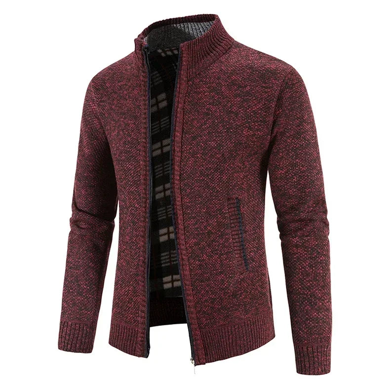 Chaqueta de Punto para Hombre – Forro Fleece, Cremallera Completa, Estilo Smart Casual | Tallas M-4XL