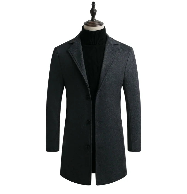 Men's Long Cotton Coat — Spring & Autumn