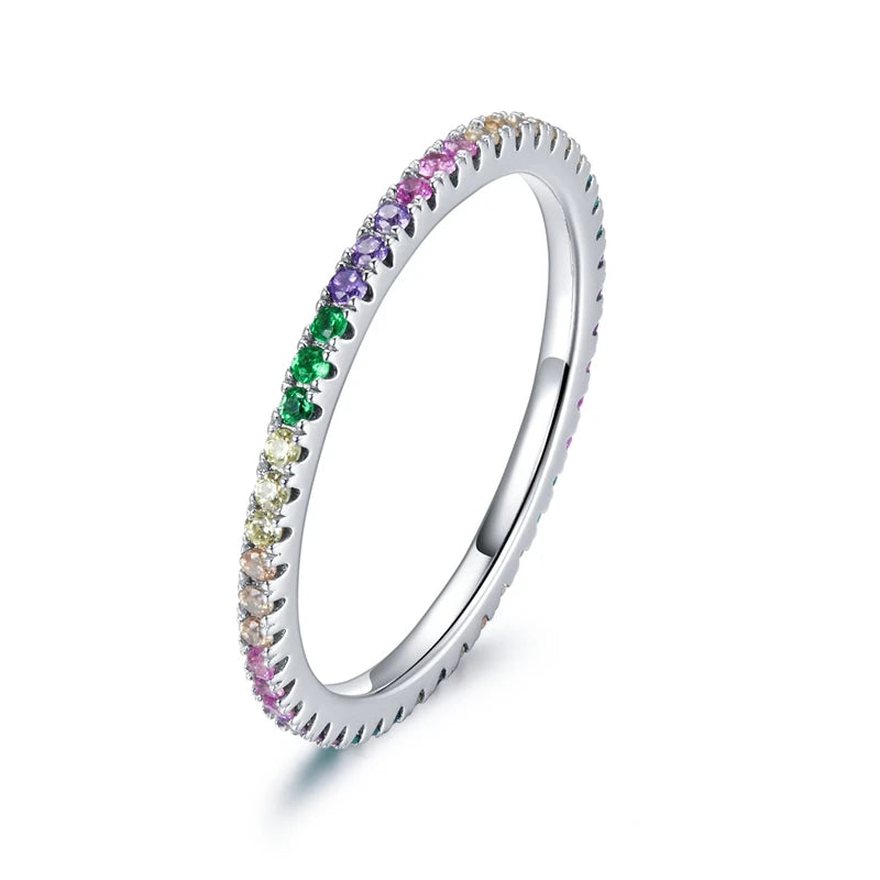 Anillos Delicados de Plata de Ley 925 con Zircón para Mujer — Varios Colores y Tallas
