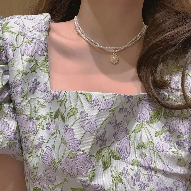 Collar de Perlas de Agua Dulce | Estilo Coreano Vintage | Cadena Clavícula con Colgante de Circón