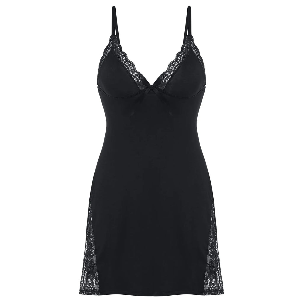 Camisón Lencería Sexy | Tirantes Finos | Encaje | Espalda Descubierta | Mini Vestido Dormir